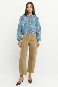 Sidney Embroidered Jacket in Medium Wash - FINAL SALE