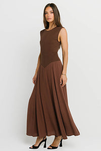 Charles Maxi Dress in Red-Brown