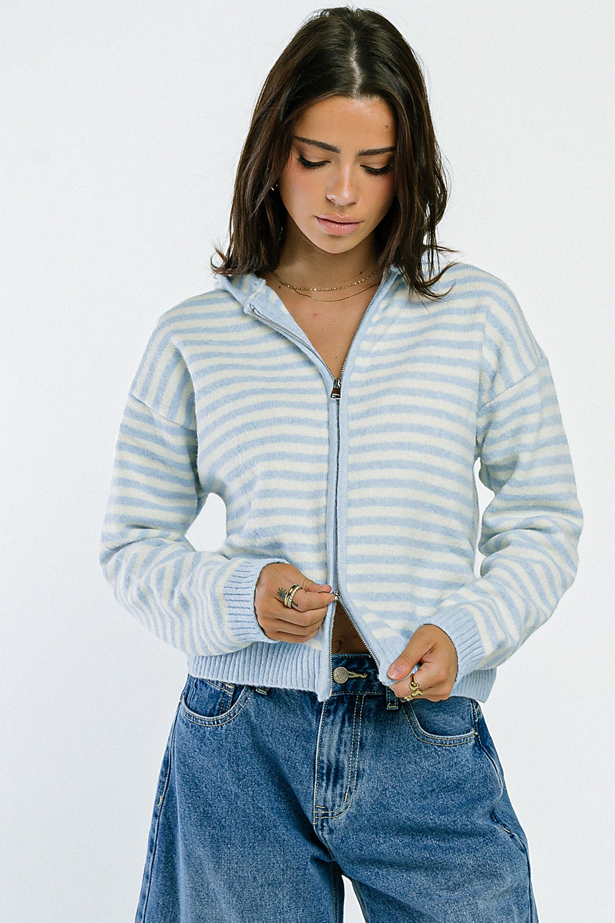 Davis Knit Jacket in Light Blue