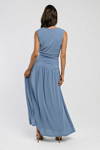 Kandi Ruched Maxi Dress in Blue - FINAL SALE