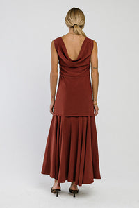 Marlon Maxi Dress in Red-Brown