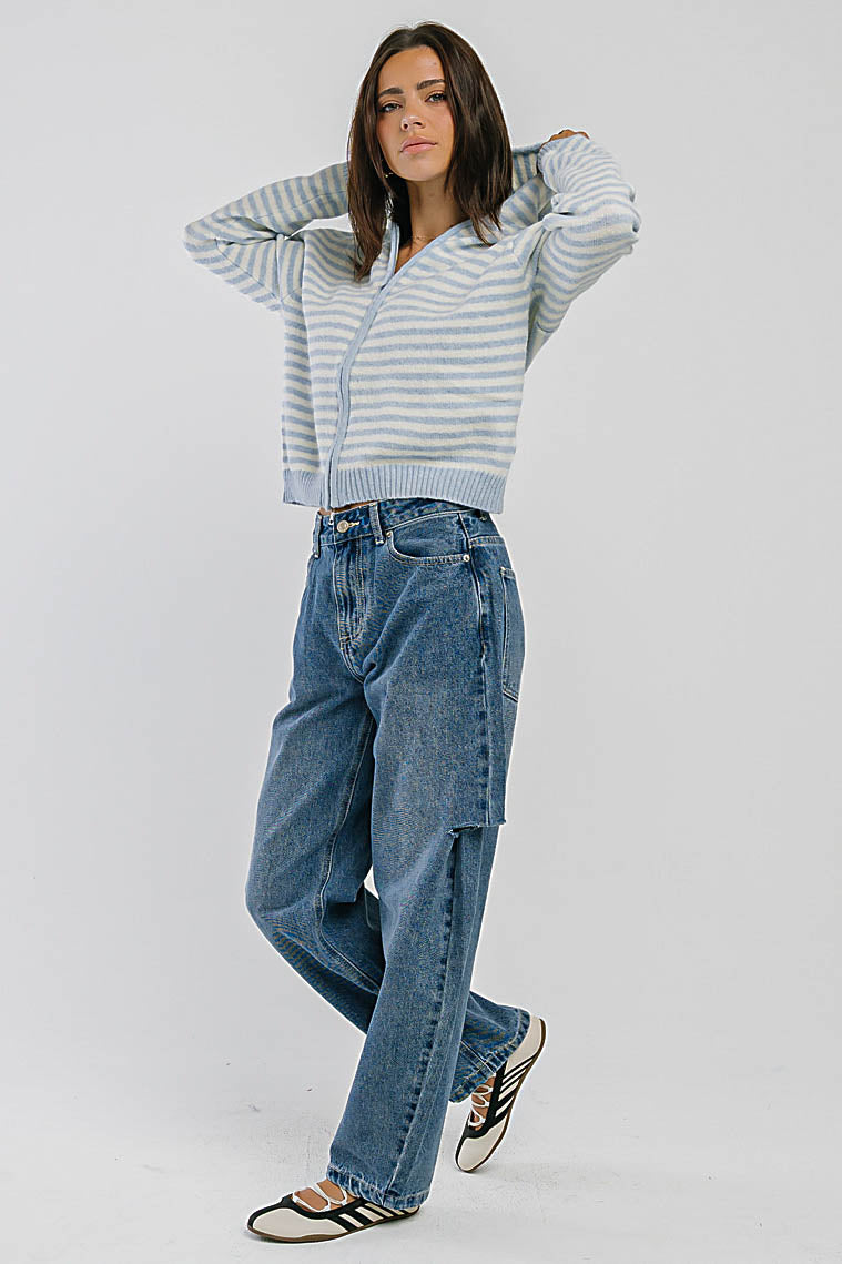 Davis Knit Jacket in Light Blue