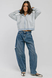 Davis Knit Jacket in Light Blue