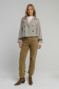 Emerson Plaid Cropped Trench Coat