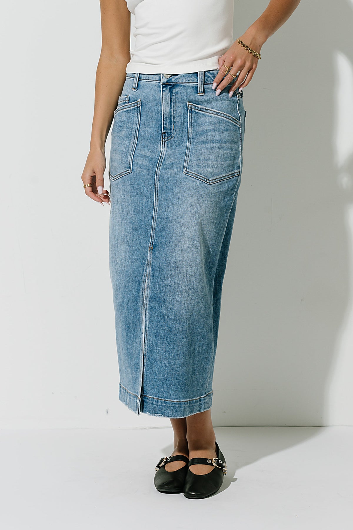 Landry Denim Midi Skirt - FINAL SALE