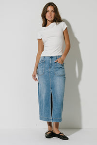 Paula Cowl Neck Top in White