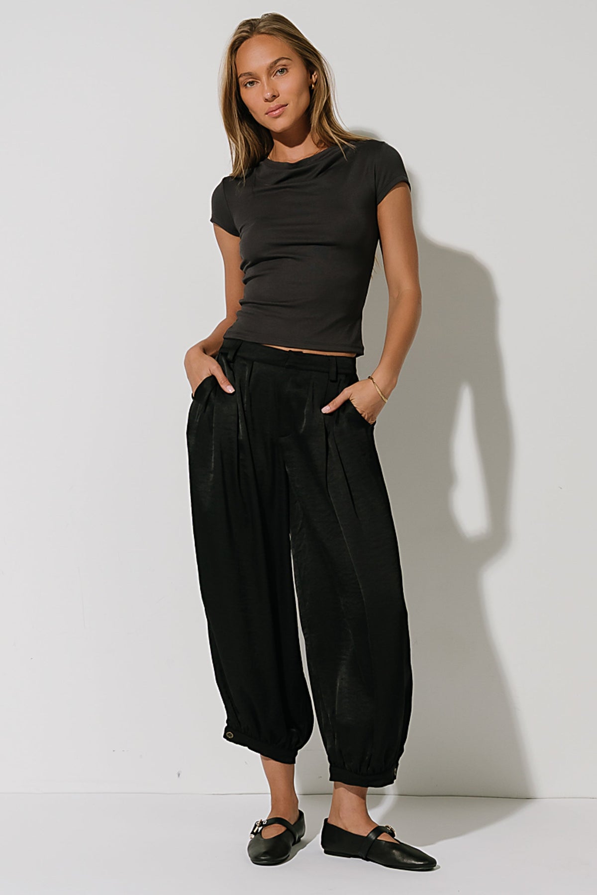 Paula Cowl Neck Top in Charcoal