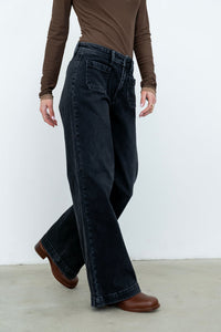 Alexia Wide Leg Jeans in Washed Black - FINAL SALE