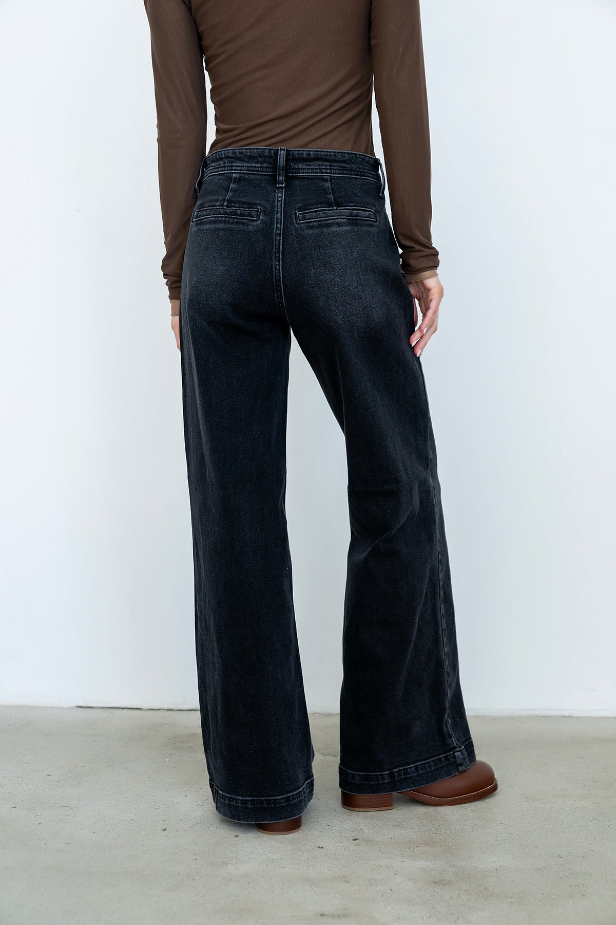 Alexia Wide Leg Jeans in Washed Black - FINAL SALE